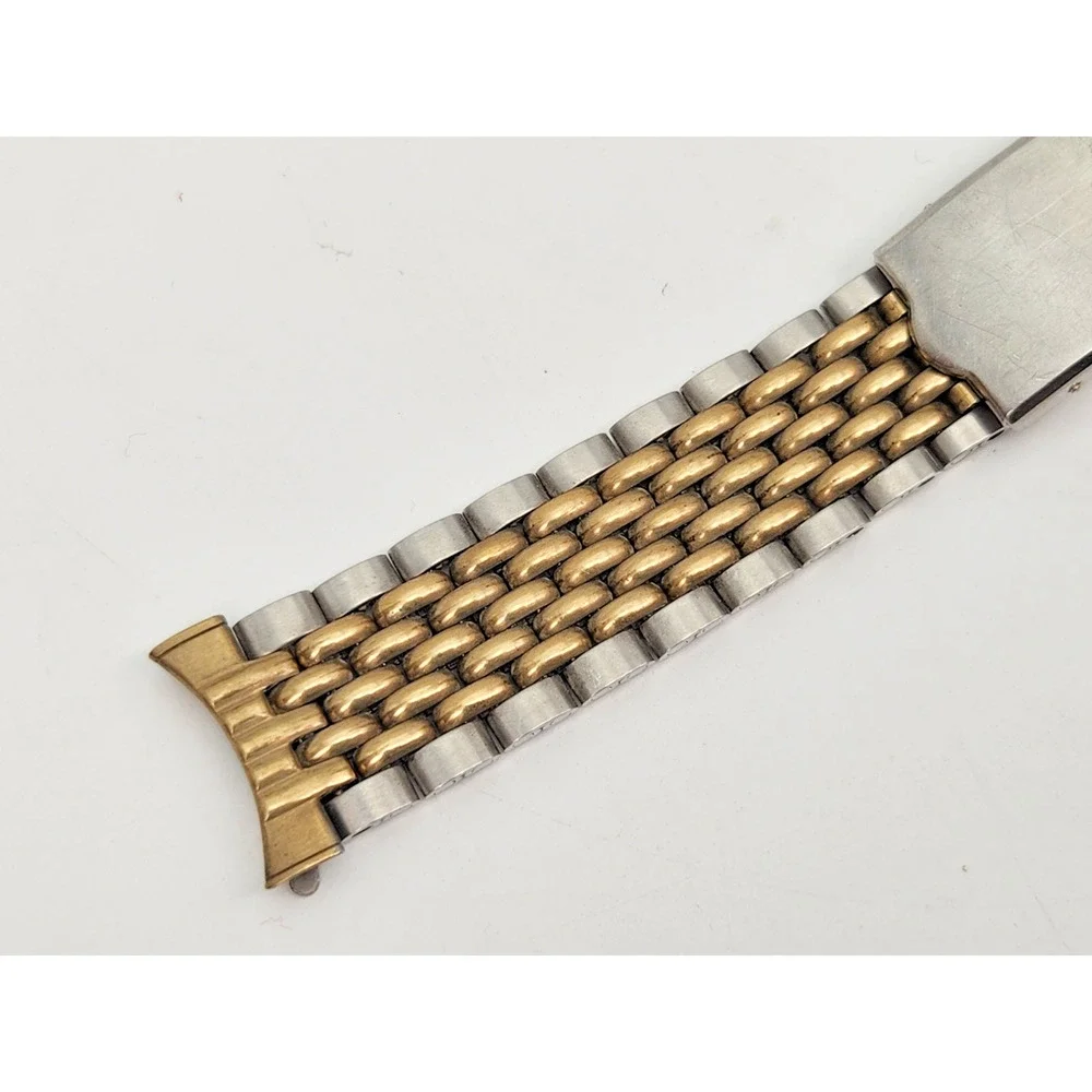 Vtg Spidel Beads of Rice Two Tone 10k RGP Stainless Steel Watch Bracelet 19 mm
